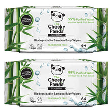 Load image into Gallery viewer, The Cheeky Panda Biodegradable Bamboo Baby Wipes, Pack of 2