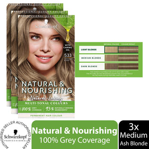 Schwarzkopf Natural & Nourishing HairDye, 533 Medium Ash Blonde, 1pk, 2pk or 3pk