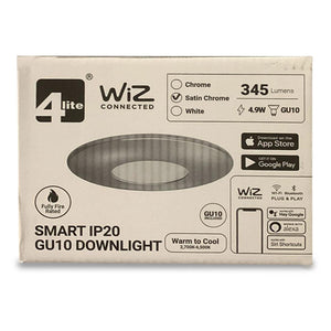 4lite WiZ Connected GU10 Smart LED Bulb with Satin Chrome Downlight (IP20)