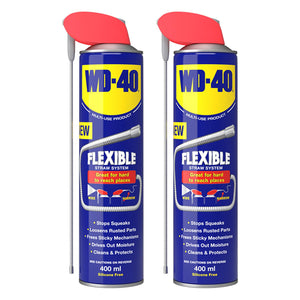 WD-40 Multi-Use Lubricant Flexible Metal Straw Aerosol 400ml x2, Stops Rust