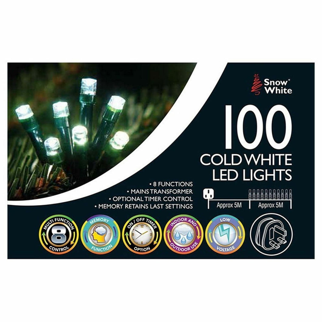 Christmas 100 MULTI FUNCTION MAINS OPERATED LED LIGHTS COLD WHITE