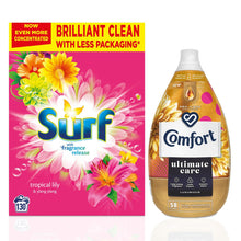 Load image into Gallery viewer, 130W Surf Tropical Lily Laundry Powder &amp; 58W Comfort Luxurious FabricConditioner