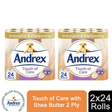 Load image into Gallery viewer, Andrex Toilet Roll Touch of Care with Shea Butter 2 Ply Toilet Paper, 48 Rolls