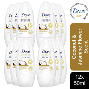 12pk of 50ml Dove Nourishing Secret Coconut & Jasmine Flower Deodorant Roll-on