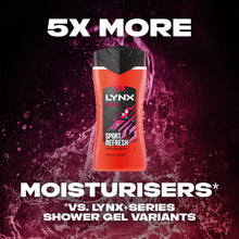 Load image into Gallery viewer, 3pk of 250ml Lynx 12hrs Refreshing Fragrance Shower Gel with 100% Moisturisers