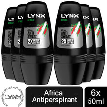 Load image into Gallery viewer, Lynx Africa 48-Hour Anti Sweat Faster Drying Anti Perspirant Roll-On, 6x50ml