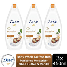 Load image into Gallery viewer, 3 Pack Dove Pro Age/Silk Glow/Shea Butter/Deeply Nourishing Body Wash, 450ml