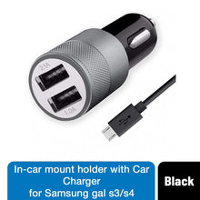 Load image into Gallery viewer, Aquarius In-car mount holder with Car Charger for Samsung gal s3/s4, Black