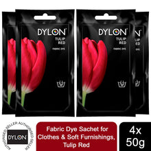 Load image into Gallery viewer, DYLON Hand Fabric Dye Sachet, Tulip Red, 4 Packs of 50g