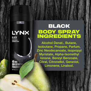 Lynx XL 48-Hour High Definition Fragrance Body Spray Deodorant, 3 Pack, 200ml