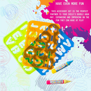 Doodle Water Painting Aqua Doodle Accessories Set - 5 Stencils with 2 Water Pens