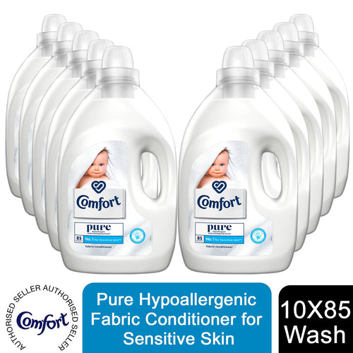 10x of 3L Comfort Pure Hypoallergenic Fabric Conditioner for Sensitive Skin, 85W