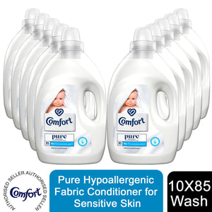 10x of 3L Comfort Pure Hypoallergenic Fabric Conditioner for Sensitive Skin, 85W