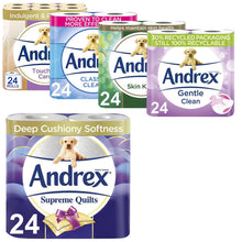 Load image into Gallery viewer, Andrex Toilet Roll Skin Kind, Gentle Clean, Classic or Supreme Quilts, 24 Rolls