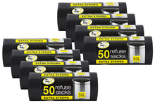 Load image into Gallery viewer, Tidyz Extra Strong Drawstring 50 Black Refuse Sacks Bin Bags