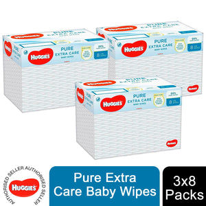 Huggies Pure Extra Care Fragrance-Free Baby Wipes with 99% Pure Water