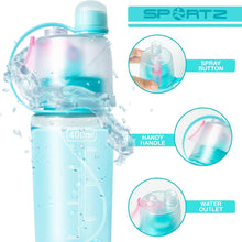 Load image into Gallery viewer, SportZ Leak Proof Travel Water Bottle with Spray Function - 400ml (Pink | Blue | Green)