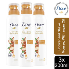 Load image into Gallery viewer, Dove Deeply Nourishing, Argan Oil Shower &amp; Shave Mousse 200ml, 3pk or 6pk