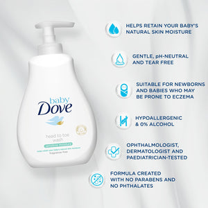 Baby Dove Head to Toe Fragrance Free Sensitive Moisture Body Wash, 400ml