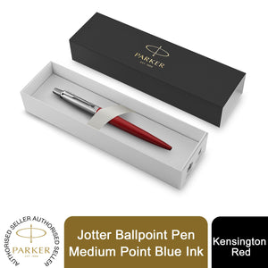 Parker Jotter Ballpoint Pen Blue Ink Kensington Red Medium Point Gift Box