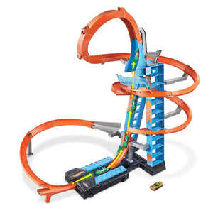 Hot Wheels Sky Crash Thrilling  Tower Race Track Set With Diecast Car