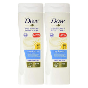 2x400ml Dove Nourishing Body Care & Protect SPF 15 Body Lotion