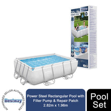 Load image into Gallery viewer, Bestway PowerSteel 9’3″x6’5″x33″ Rectangular Pool with Filter Pump &amp; RepairPatch