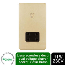 Load image into Gallery viewer, Schneider Lisse Shaver Socket Dual Voltage 115/230V GGBL7090BSBS Satin Brass