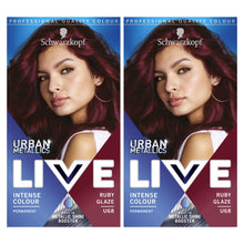 Load image into Gallery viewer, 2x Schwarzkopf Live Intense Urban Metallics Permanent Hair Dye, U68 Ruby Glaze
