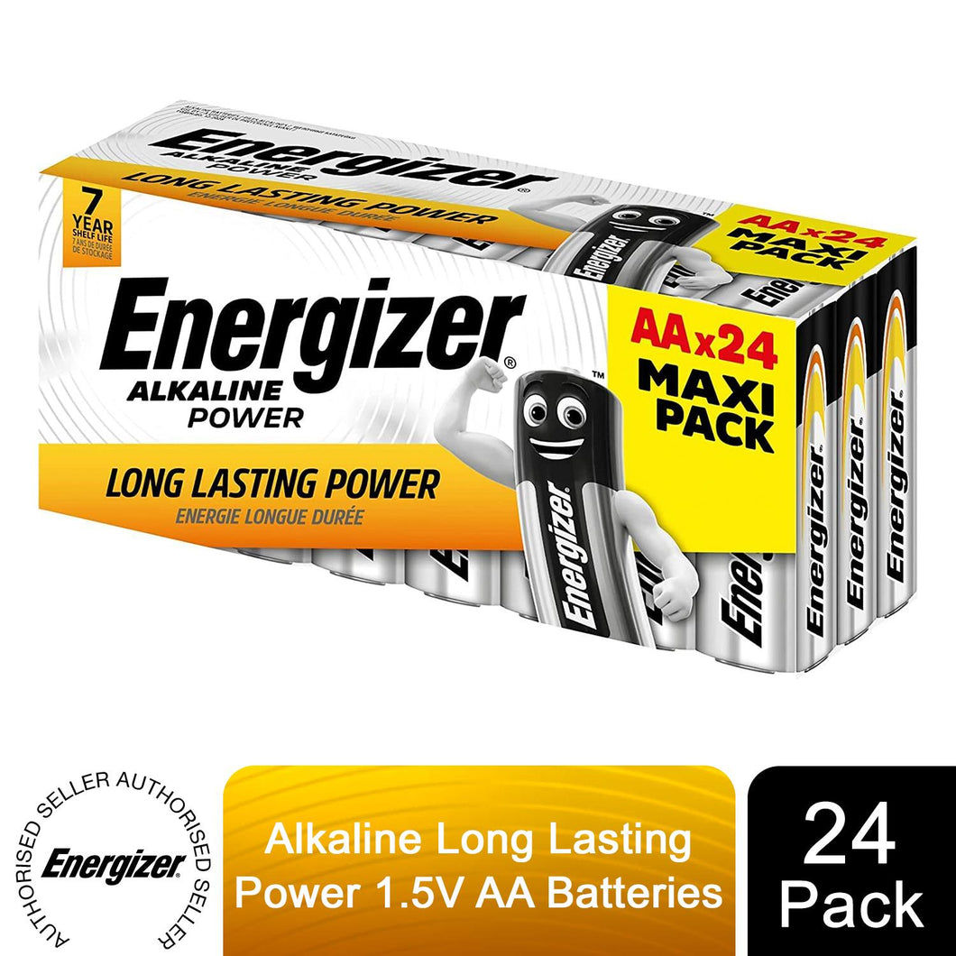 Energizer Leak-Proof Alkaline Long-Lasting Power Batteries, 1.5 V AA Pack of 24