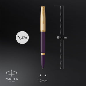 Parker 51 Fountain Pen Delux Black Fine 18k Gold Nib Black Ink in Gift Box