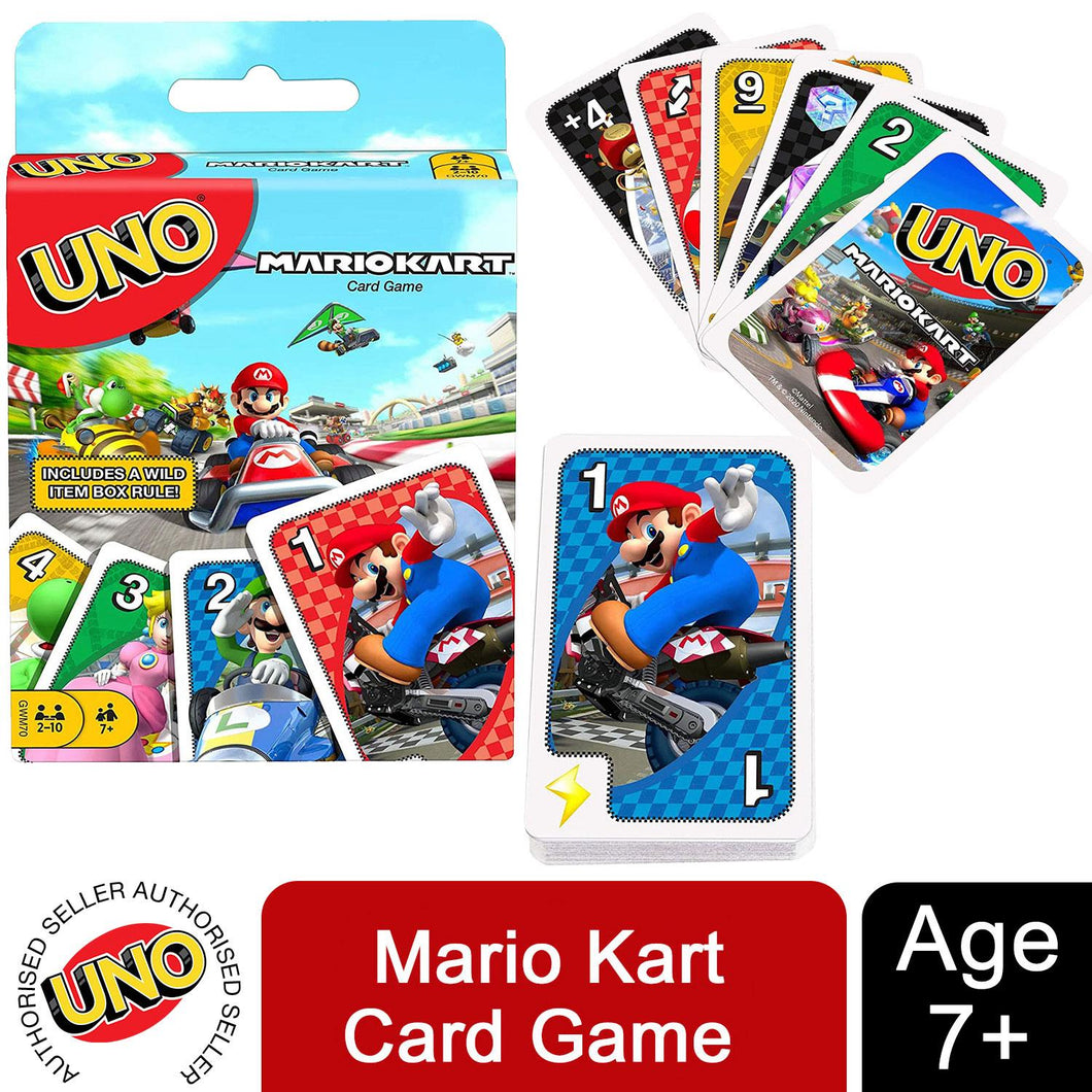 UNO GWM70 Mario Kart Jogo de cartas com 112 cartas e instruções para j