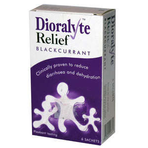 2pk Dioralyte Relief Oral Dehydration Therapy Powder Black Current, 6 Sachets