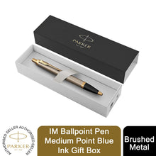 Load image into Gallery viewer, Parker IM Ballpoint Pen Brushed Metal Medium Point Blue Ink Gift Box