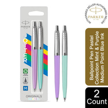 Load image into Gallery viewer, Parker Jotter Ballpoint Pen Pastel Collection Mint Purple Medium Nib Blue Ink 2x