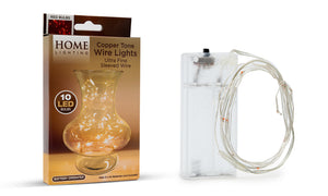 10 LED Bulbs on Copper Tone Wire With Battery Assorted