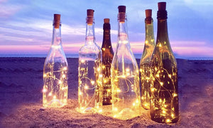 10 LED Bulbs on Copper Tone Wire With Battery Assorted