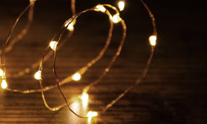 10 LED Bulbs on Copper Tone Wire With Battery Assorted