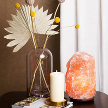 Load image into Gallery viewer, Haven Himalayan Crystal Handcrafted Salt Lamp on a Premium Wooden Base - Small