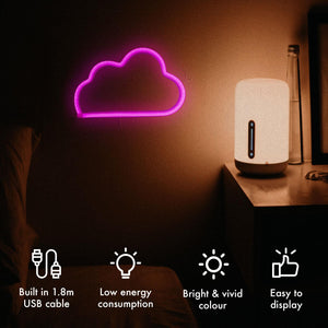 Aquarius Neon Cloud Shape Neon Light Pink Color LED Night Lights