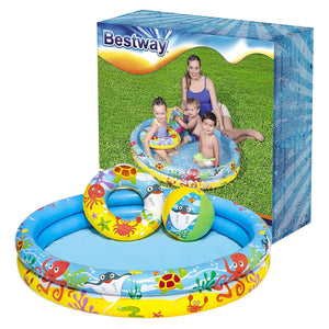 Bestway 122 x 20 cm Coral Inflatable Ocean Life Kids Paddling Pool