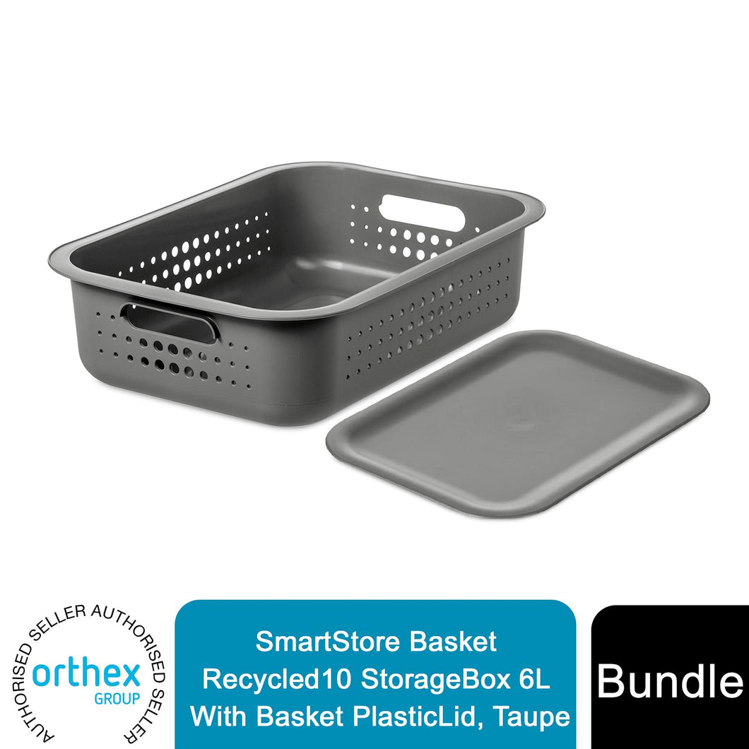 SmartStore Basket Recycled10 StorageBox 6L With Basket PlasticLid, Taupe