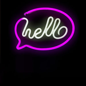 Aquarius Neon Hello Shape Colorful LED Night Light For Kids Room Decoration