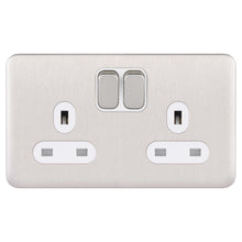 Load image into Gallery viewer, Schneider Electric Lisse Screwless Double Socket 13A GGBL3020WSS Stainless Steel