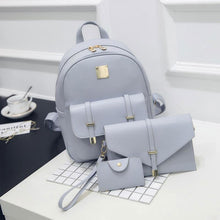 Load image into Gallery viewer, 3pcs Women PU Leather Backpack Set-Shoulder Bag |Clutch | Card Holder Blue/White