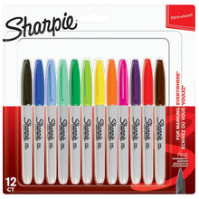 Load image into Gallery viewer, Sharpie Permanent Marker Pens Fine Point Assorted Colours Pack of 12 For School