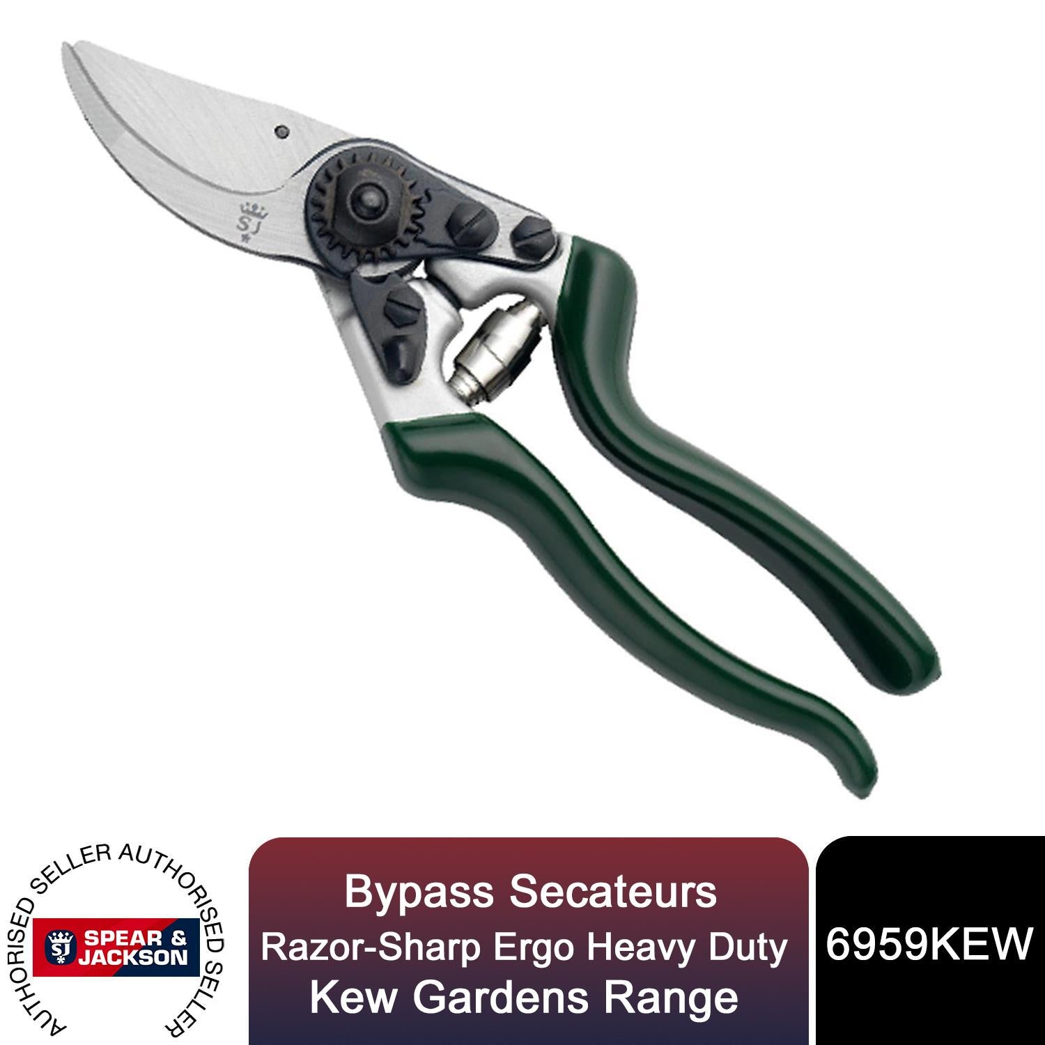 Spear & Jackson Bypass Secateurs, Razorsharp Ergo Heavy Duty, Kew Gard