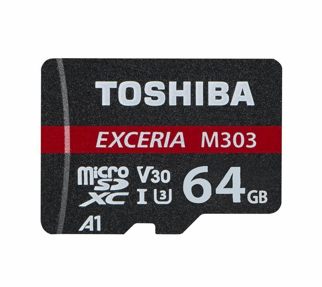 Toshiba M303 Memory Card 64GB microSD XC, Read Speed 98 MB/s, Adapter Included
