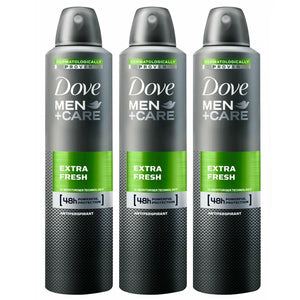 3 Pk Dove Men+Care ExtraFresh Micro Moisture Body&Face Wash 400ml + AP Deo 250ml
