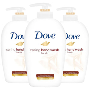 3x of 250ml Dove Fine Silk Caring Hand Wash for Moisturised and Protected Hands